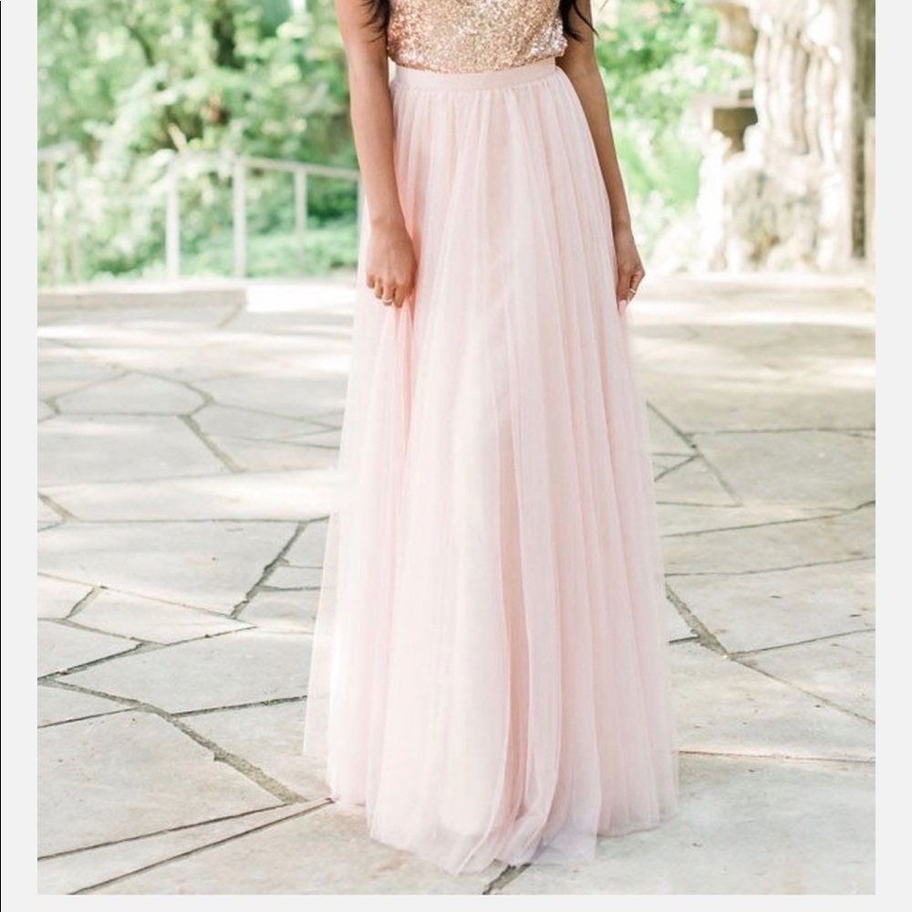 REVELRY SKYLAR TULLE SKIRT in peekaboo pink